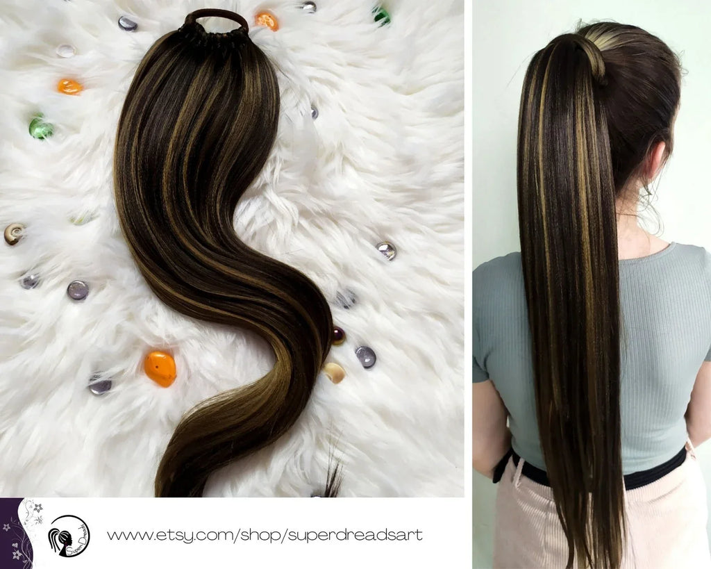 Long Hair Claw Clip Ponytail Elastic Band  Extension