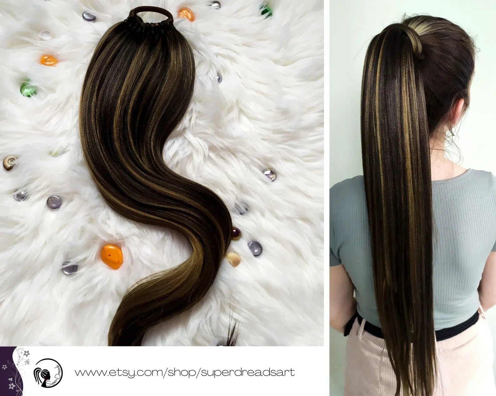 Long Hair Claw Clip Ponytail Elastic Band  Extension